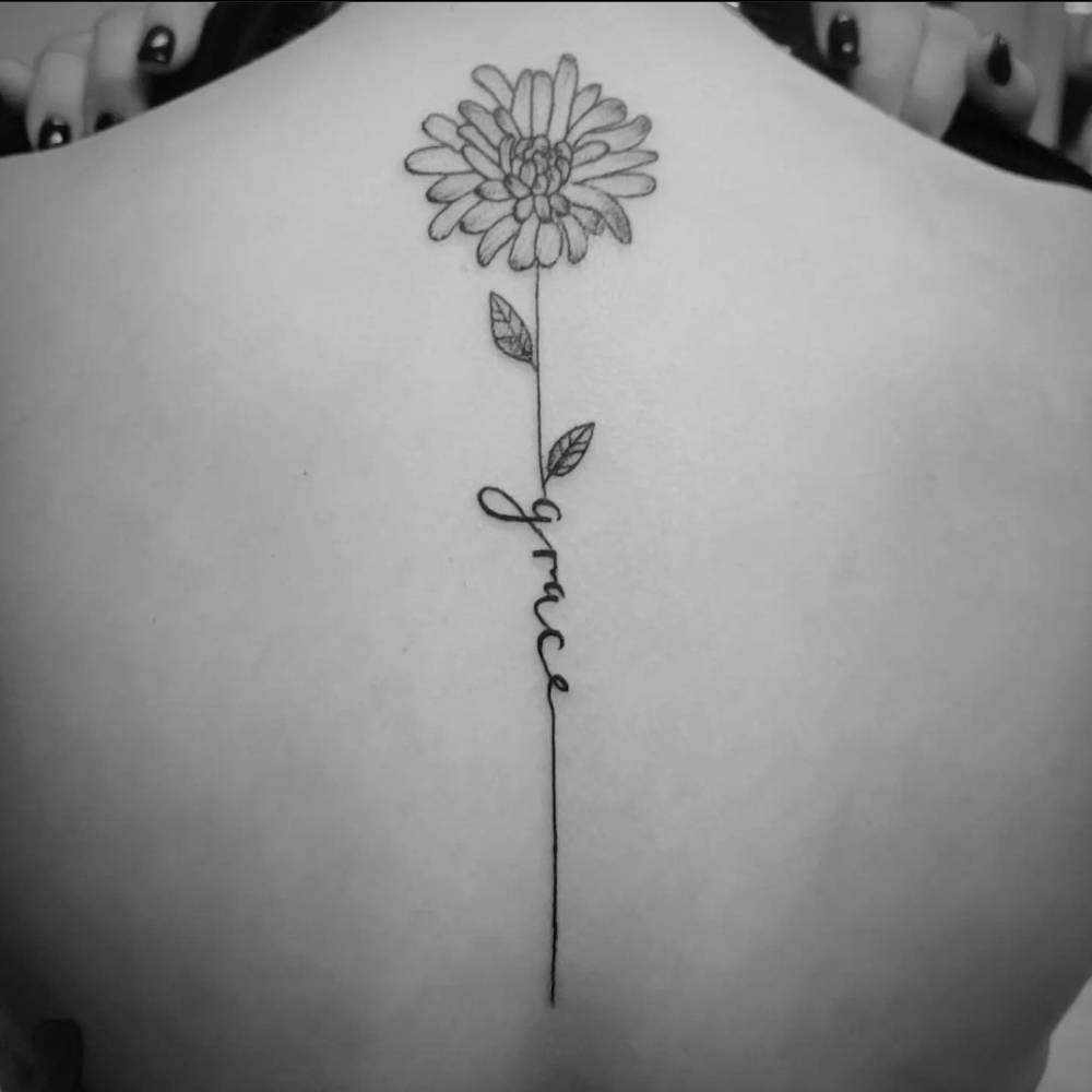 Flower down spine saying grace